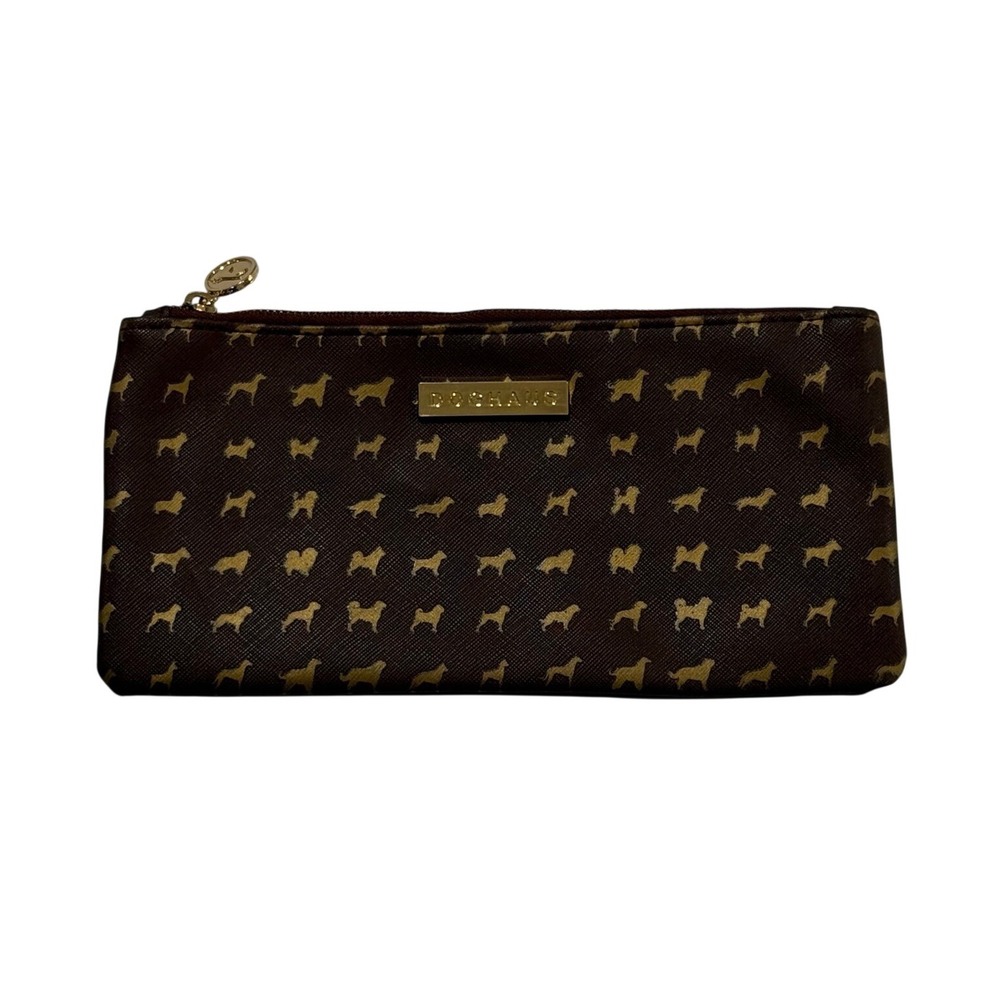 DOGHAUS Dog Zip Up Pouch Cosmetic Bag Brown and Gold (0034)